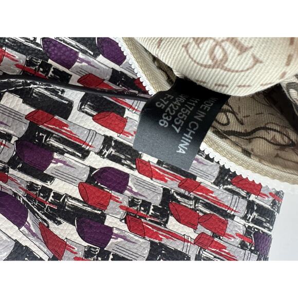 Guess Bobbi Tote Bag Lipstick Print Red Purple 90s Y2K Purse - Picture 10 of 12